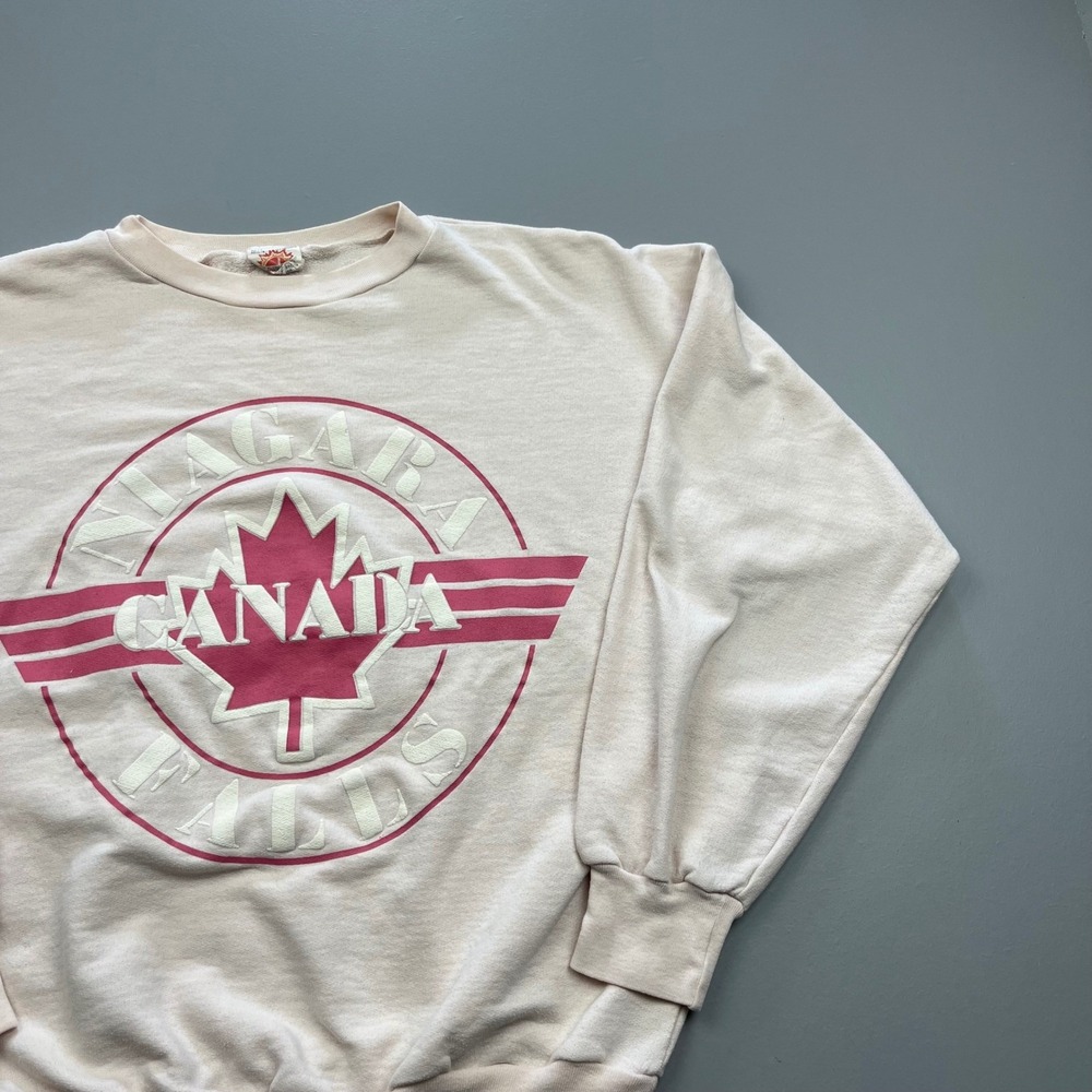 Sunburst Fashions Sweatshirt Womens OS Cream Niagara Falls Canada Vintage 80s